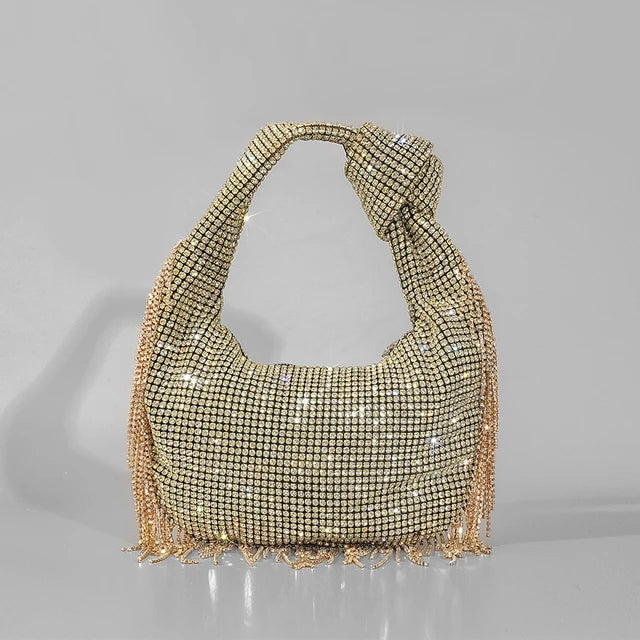 Fashion Tassel Rhinestone Women Handbags Designer Knotted Handle Hand Bags Luxury Diamonds Evening Party Purses Lady Clucth Bags eprolo