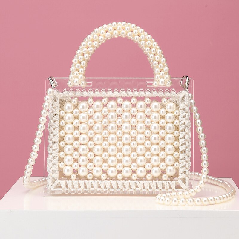 Acrylic Pearl Beaded Evening Clutch eprolo