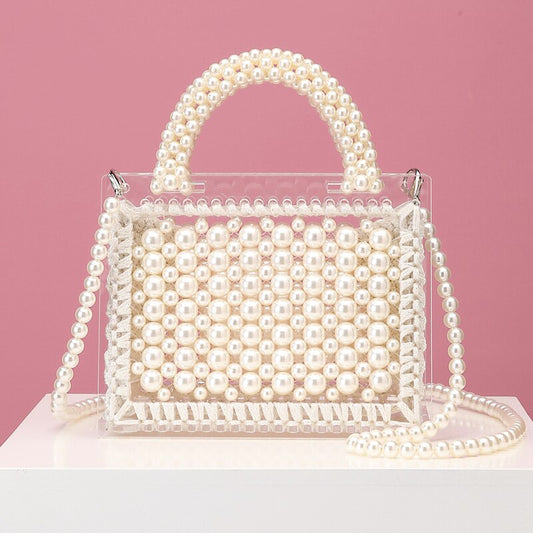 Acrylic Pearl Beaded Evening Clutch eprolo