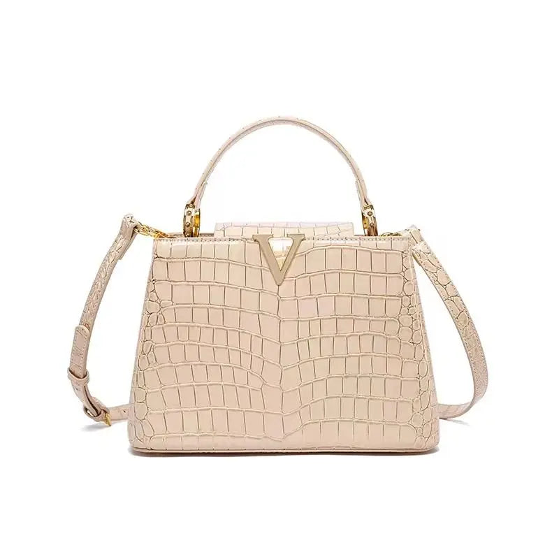 Crocodile Print Leather Shoulder Bag eprolo