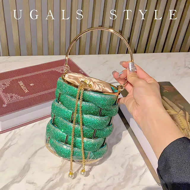 Woven Rhinestone Bucket Bag eprolo