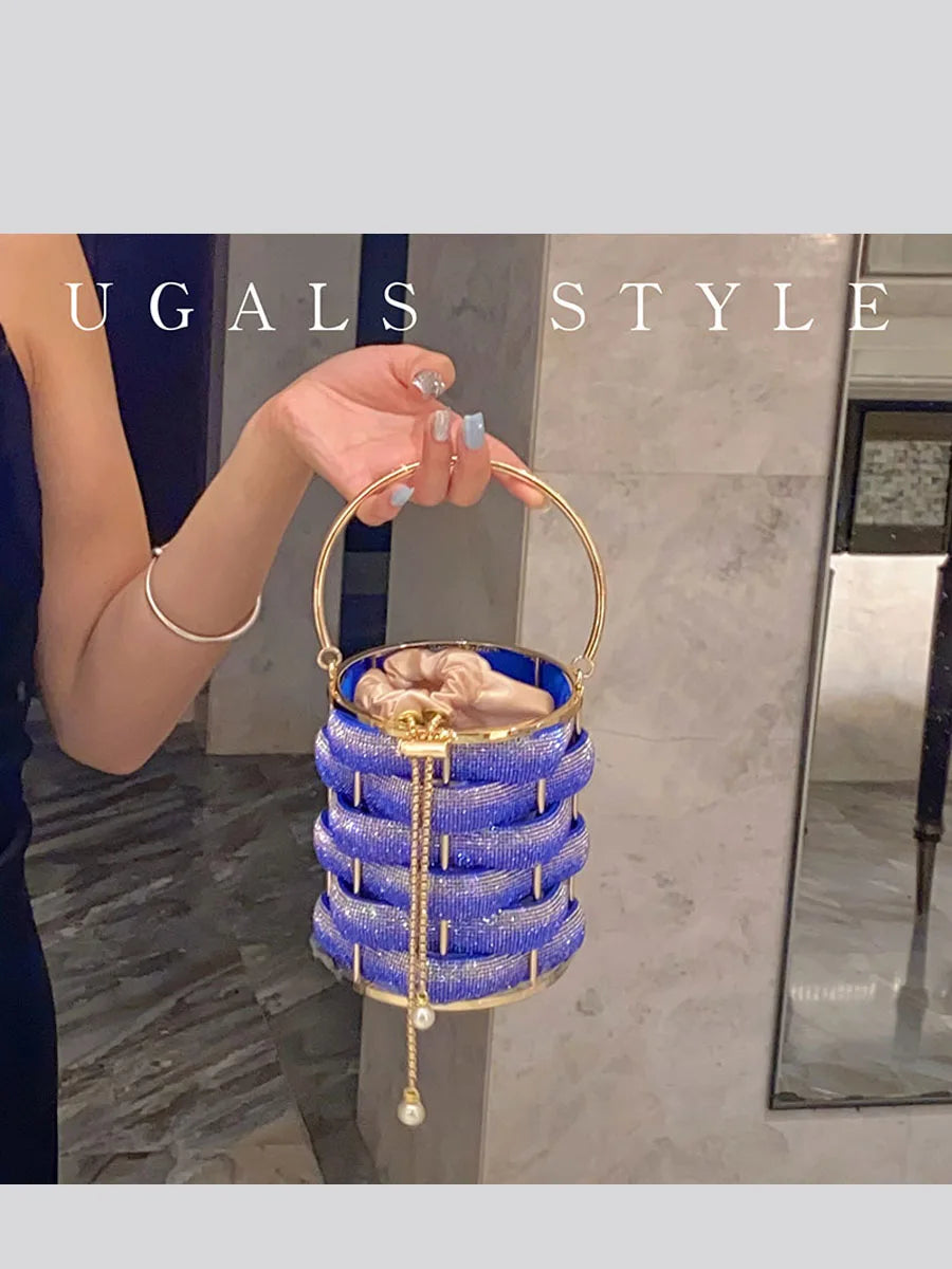 Woven Rhinestone Bucket Bag eprolo