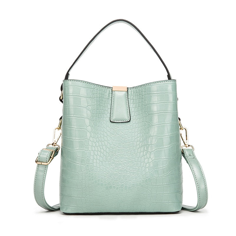Crocodile Pattern Bucket Bags Leather Handbags Women Crossbody Bags Totes Ladies Shoulder Messenger Bag Female Purses eprolo