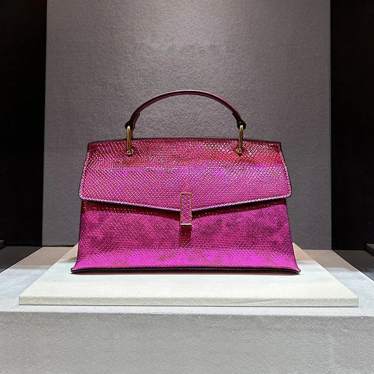 Snake Print Leather Crossbody Tote eprolo