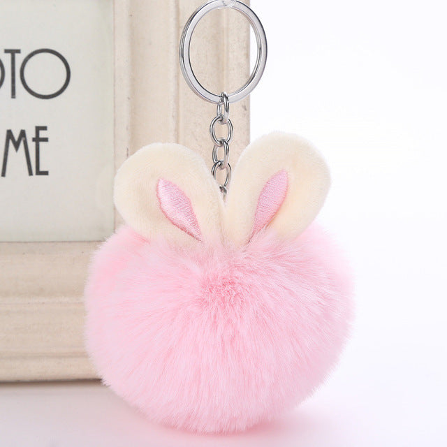 Cute Rabbit Ear Hair Ball Pendant Fur Fashion Handbags Accessories Plush Keychains Ornaments Plush Ball Pendant eprolo