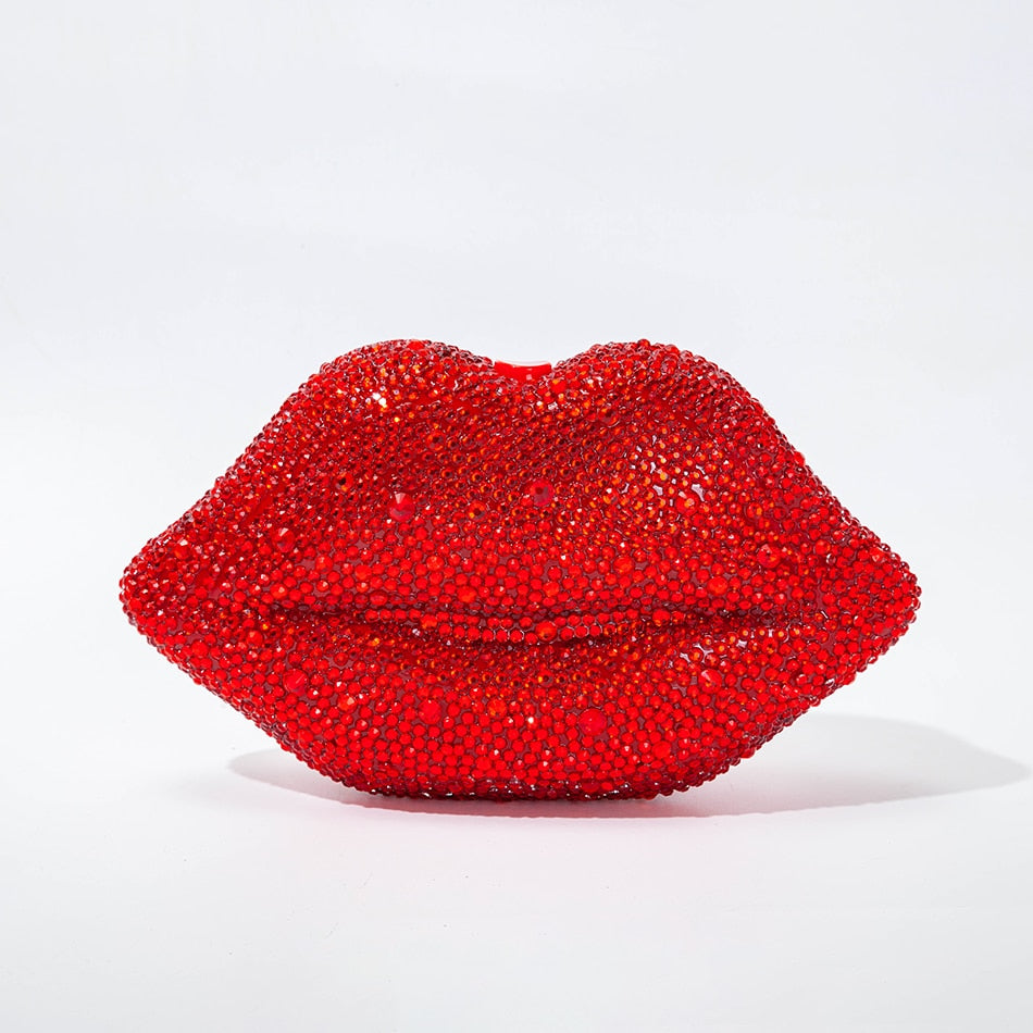 Mouth Shaped Rhinestone Evening Clutch Bags Wedding Women Novelty Crystal Dinner Dress Purses designer Ladies Chain Handbag eprolo