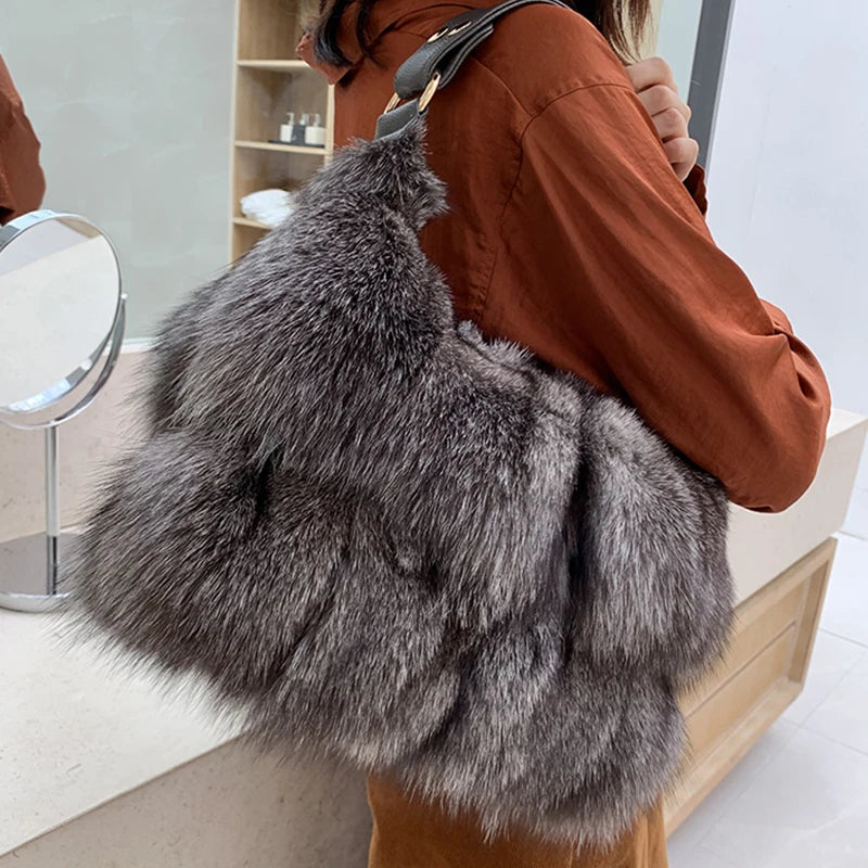 Real Fox Fur Winter Tote eprolo