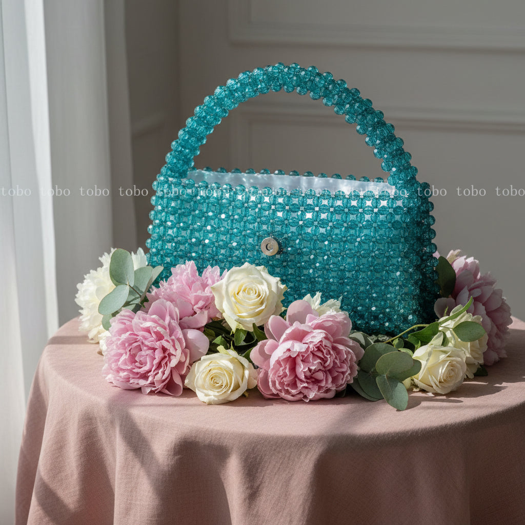 Green Hand-Woven Bead Bag Classy’s