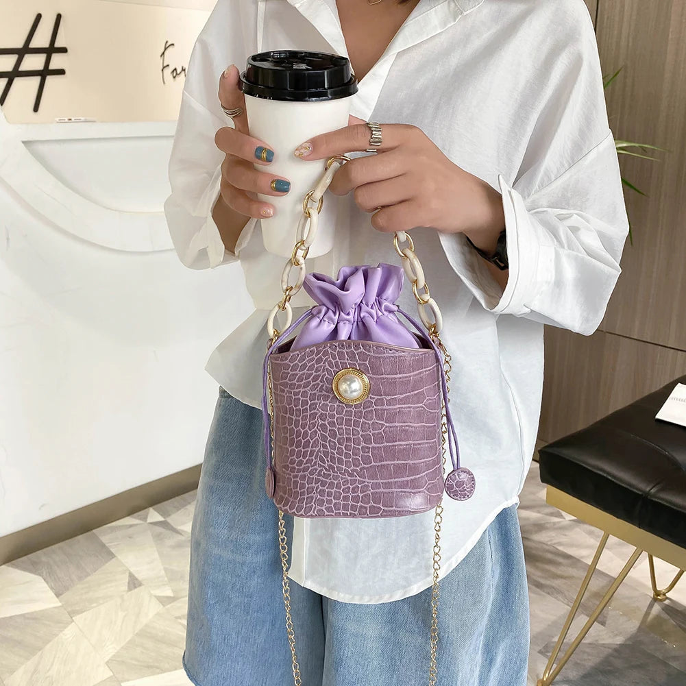 PU Bucket Drawstring Messenger Bag eprolo