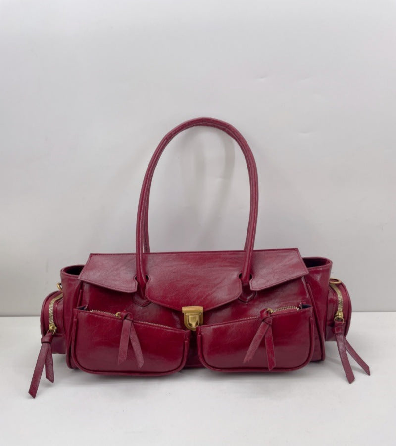 2024 new autumn retro high-end handbags hot girl motorcycle bags single shoulder underarm bags fashionable all-match women's bags Classy’s