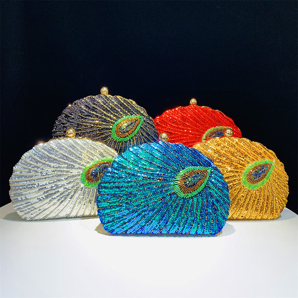 Handmade Shell Peacock Beaded Banquet Bag Classy’s