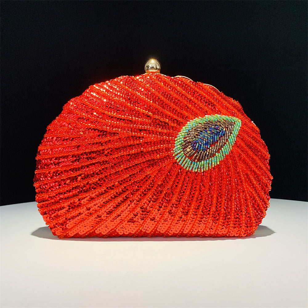 Handmade Shell Peacock Beaded Banquet Bag Classy’s