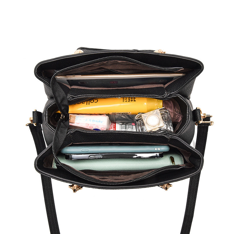 [Send women's bags] 2025 autumn and winter new fashion middle-aged handbags large capacity litchi pattern shoulder messenger bag Classy’s
