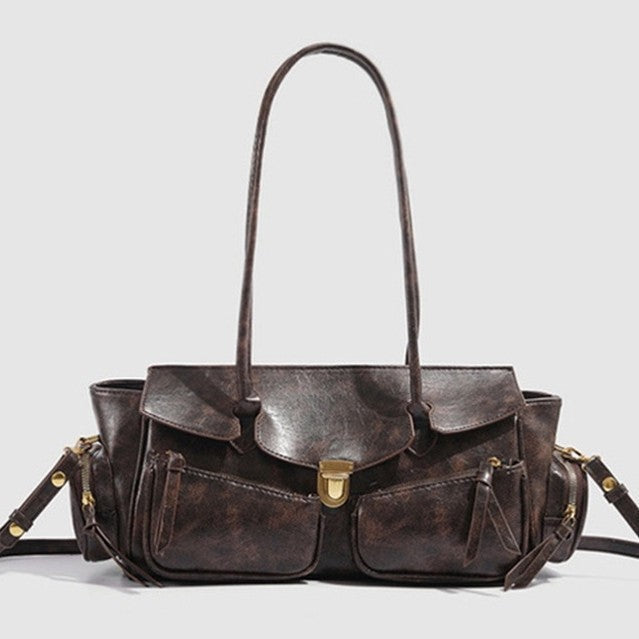 2024 new autumn retro high-end handbags hot girl motorcycle bags single shoulder underarm bags fashionable all-match women's bags Classy’s