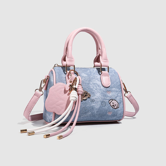2026 New Soft Pink Morning Light Pillow Bag Women's Denim Fashion Single Shoulder Crossbody Bag Handbag Stylish Women's Bag Trendy