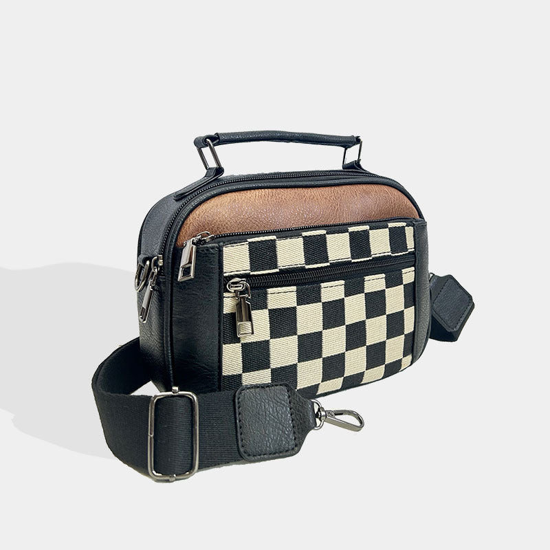 Amazon cross-border hot-selling women's bags checkerboard multi-compartment fashion handbags shoulder messenger bags small square bags Classy’s