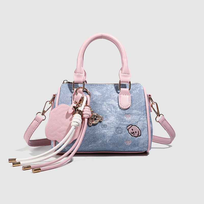 2026 New Soft Pink Morning Light Pillow Bag Women's Denim Fashion Single Shoulder Crossbody Bag Handbag Stylish Women's Bag Trendy