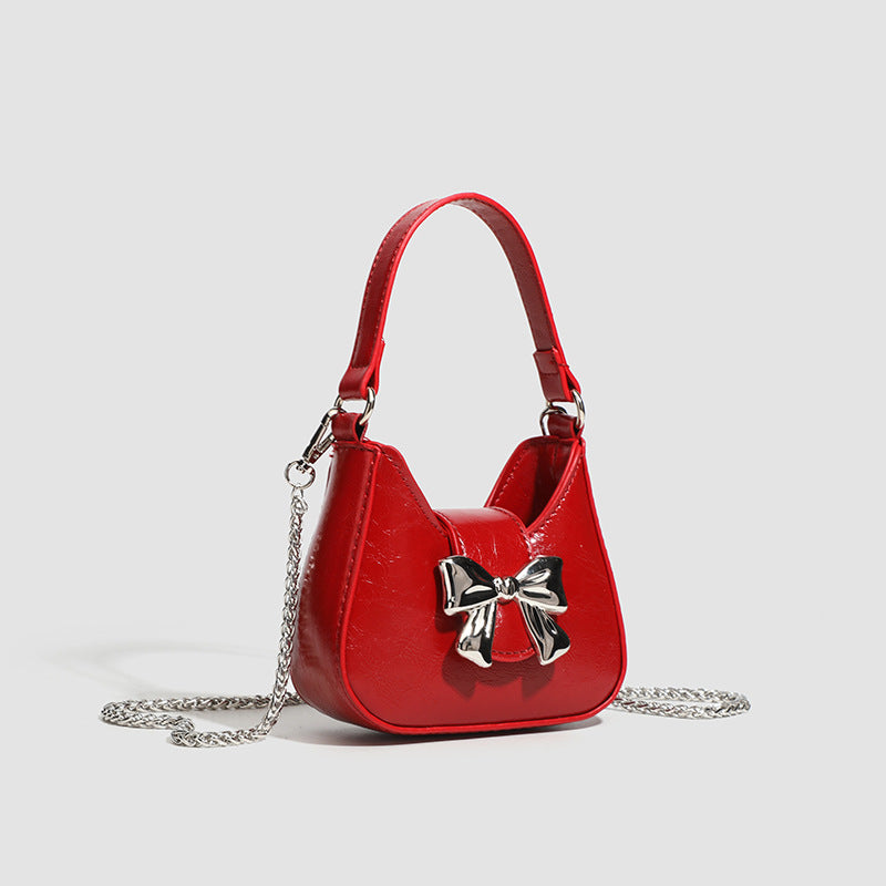 Bowknot handbags for women 2025 new style trendy sweet and cool mini lipstick chain messenger bag mini small bag Korean Classy’s