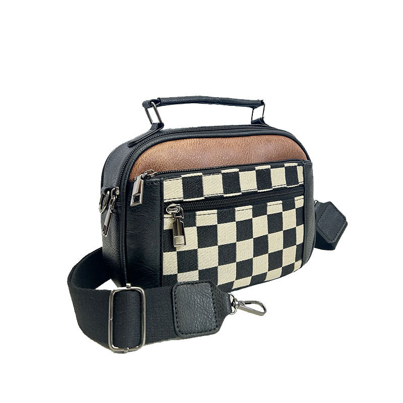 Amazon cross-border hot-selling women's bags checkerboard multi-compartment fashion handbags shoulder messenger bags small square bags Classy’s