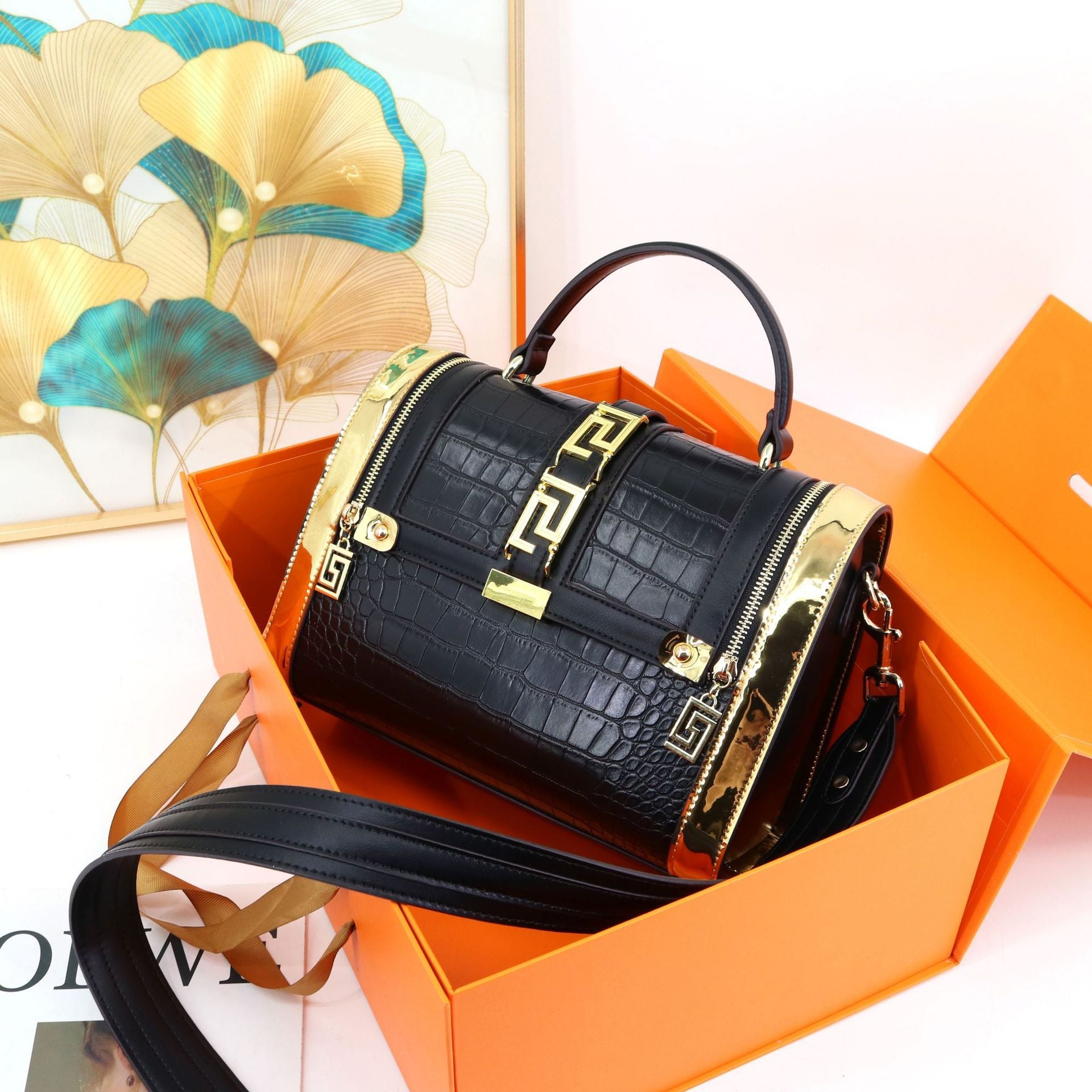 Cross-border women's bags crocodile pattern handbags European and American big-name Boston bags womenhandbag trendy all-match Classy’s