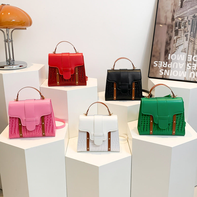 Textured handbags for women 2024 summer new stone pattern rivet shoulder bag high-end versatile messenger bag wholesale Classy’s