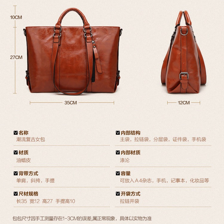Oil Waxed Leather Crossbody Tote Classy’s