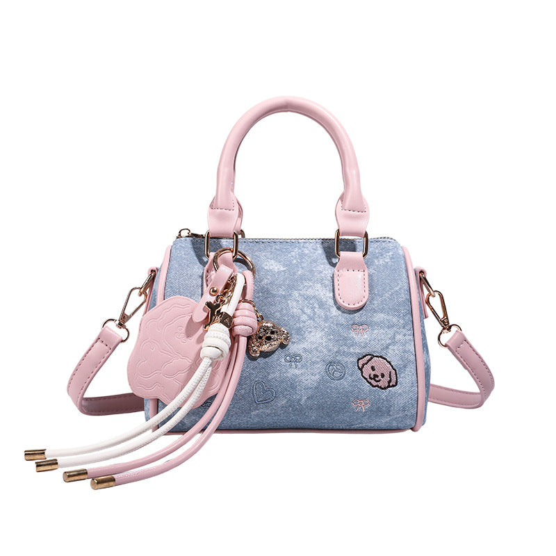 2026 New Soft Pink Morning Light Pillow Bag Women's Denim Fashion Single Shoulder Crossbody Bag Handbag Stylish Women's Bag Trendy