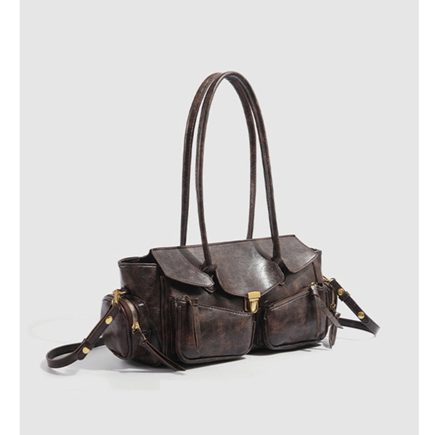 2024 new autumn retro high-end handbags hot girl motorcycle bags single shoulder underarm bags fashionable all-match women's bags Classy’s