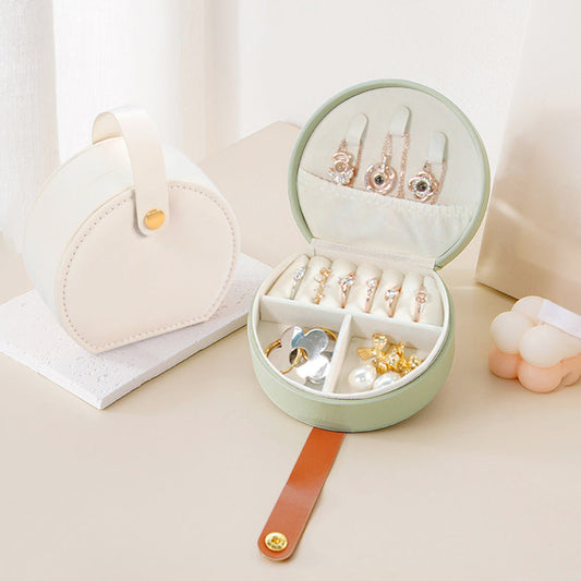 Semi-circular portable jewelry box, storage box, princess handbag, mini earrings and ring box Hypersku