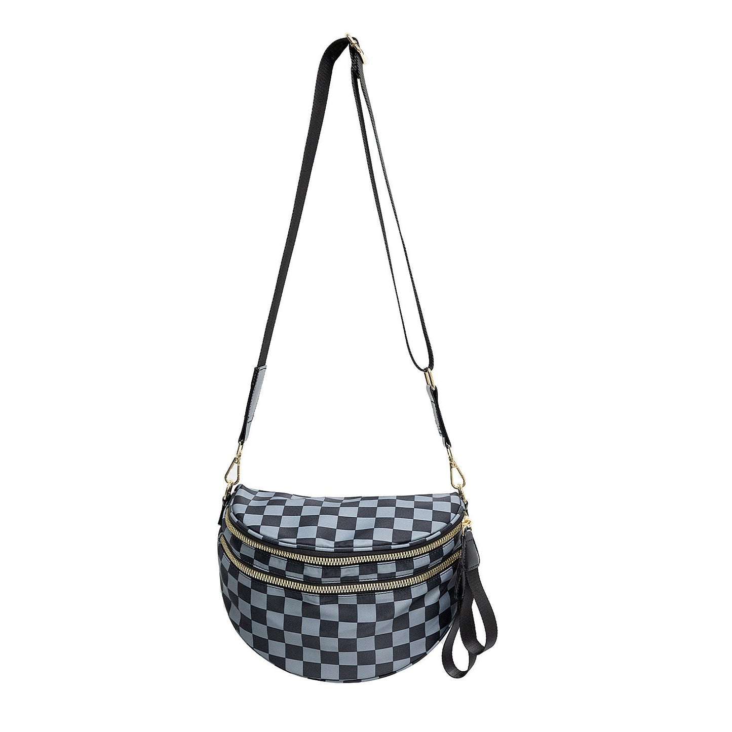 lulu's same style nylon single-shoulder bag for women, large-capacity checkered waist bag and crossbody bag Hypersku