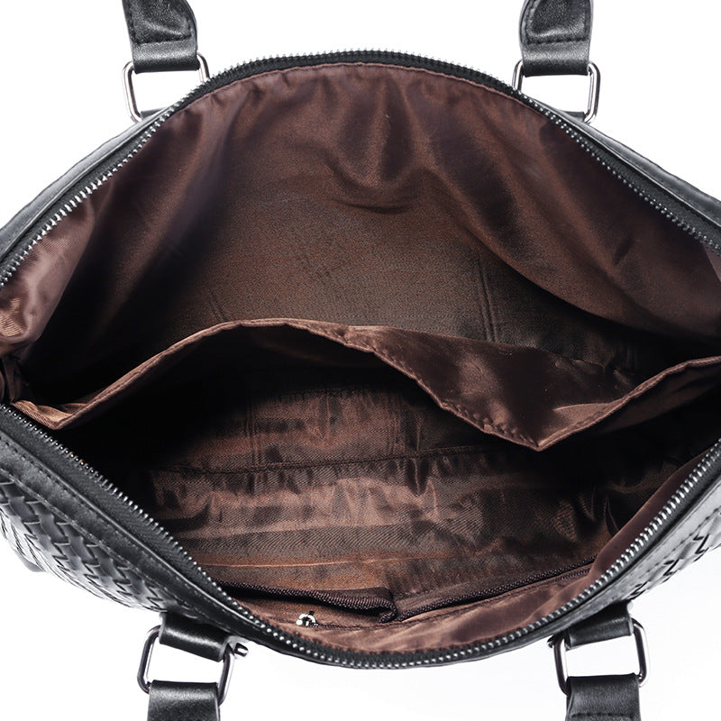Men's Bag Leather Large Briefcase Hand Woven Luxury Handbags Business Tote Bags For Men High Quality Laptop Handbags Cjdropshipping