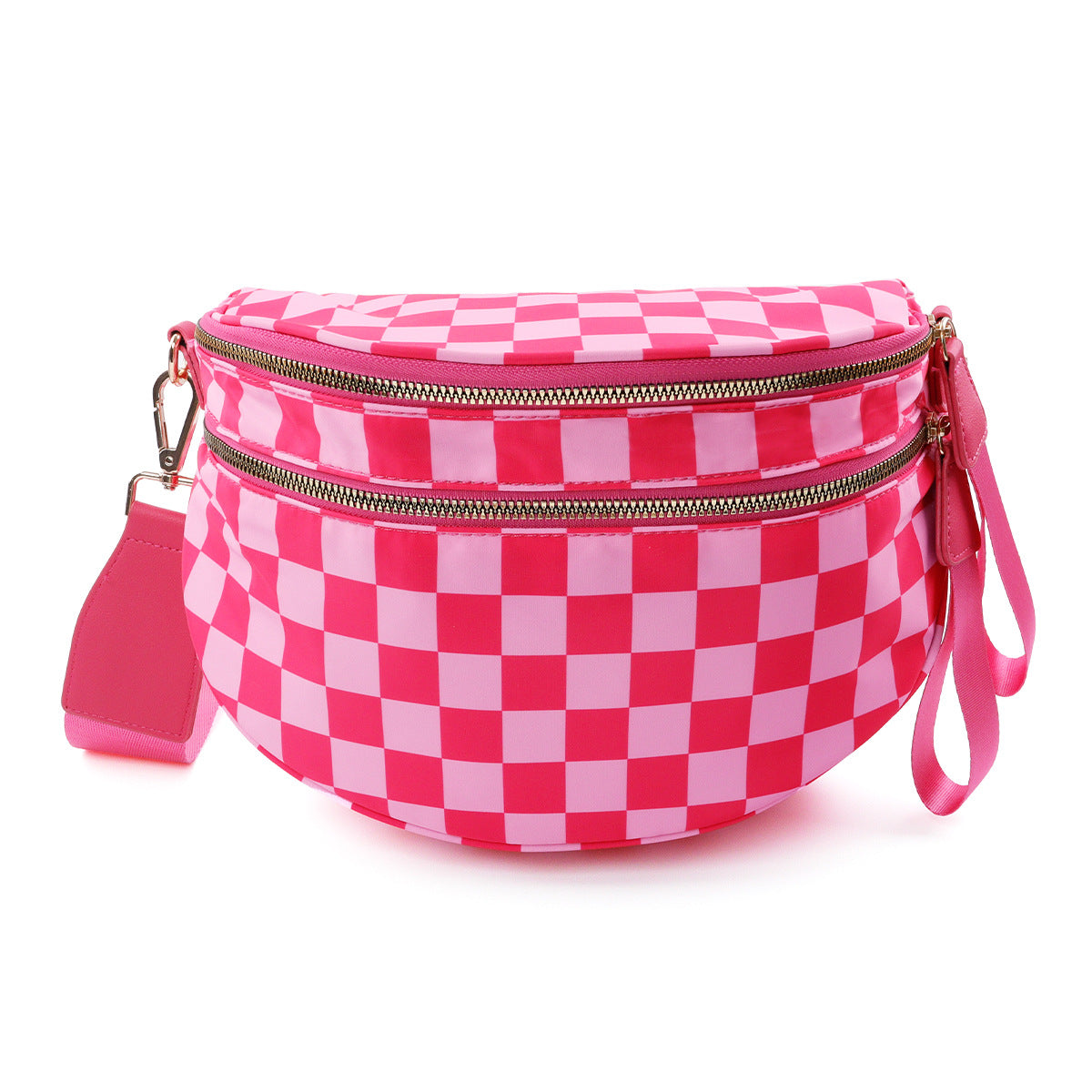 lulu's same style nylon single-shoulder bag for women, large-capacity checkered waist bag and crossbody bag Hypersku