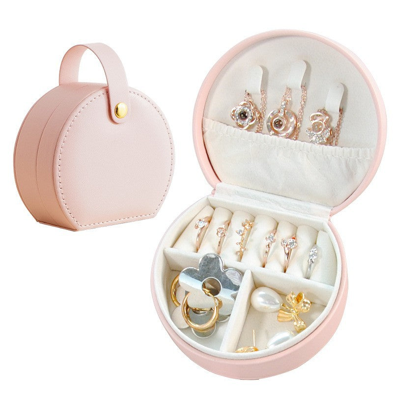 Semi-circular portable jewelry box, storage box, princess handbag, mini earrings and ring box Hypersku