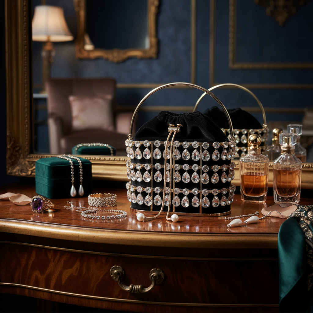 Crystal Rhinestone Velvet Evening Clutch Lifestyle