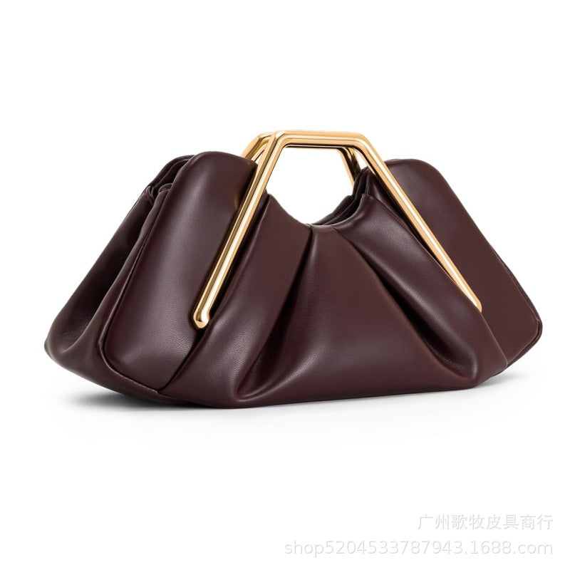 Cloud Bag pu hand-held dinner bag for ladies with a trimmed face, an exquisite storage pleated bag Hypersku