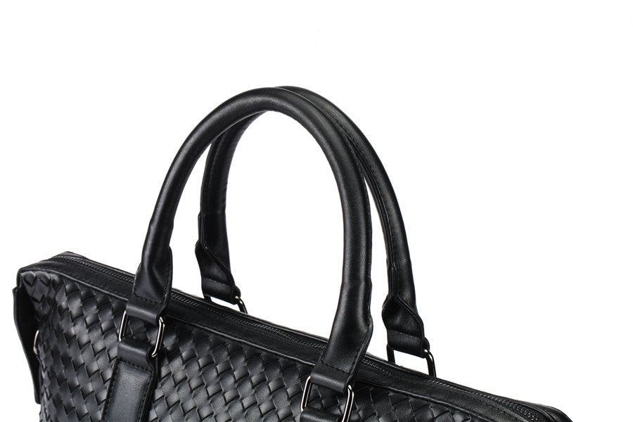 Men's Bag Leather Large Briefcase Hand Woven Luxury Handbags Business Tote Bags For Men High Quality Laptop Handbags Cjdropshipping