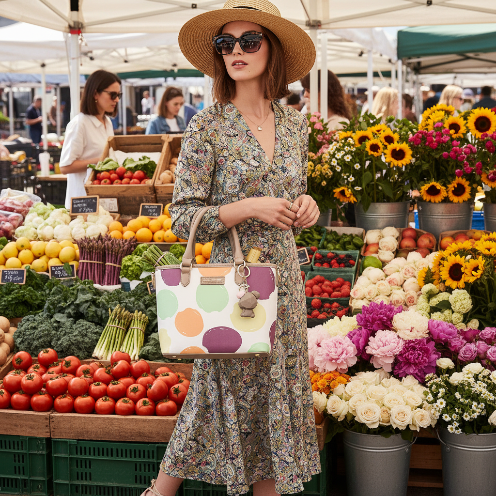 David Jones Colorful Polka Dot Tote Lifestyle