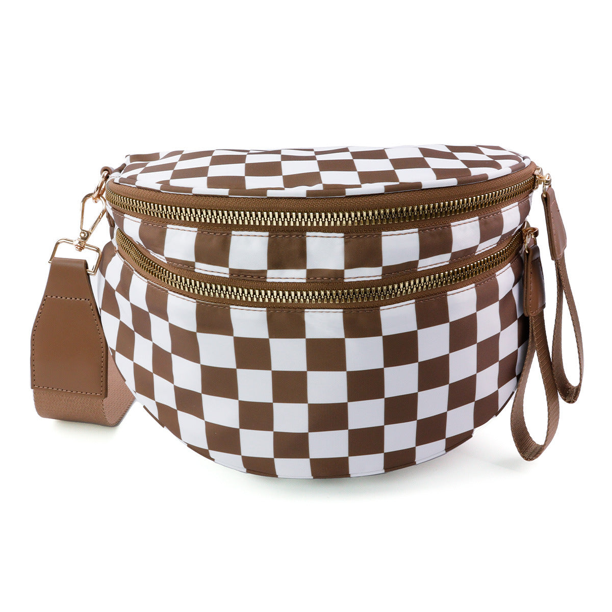 lulu's same style nylon single-shoulder bag for women, large-capacity checkered waist bag and crossbody bag Hypersku