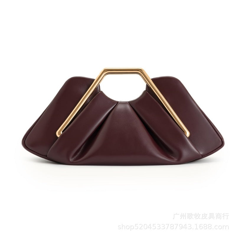 Cloud Bag pu hand-held dinner bag for ladies with a trimmed face, an exquisite storage pleated bag Hypersku