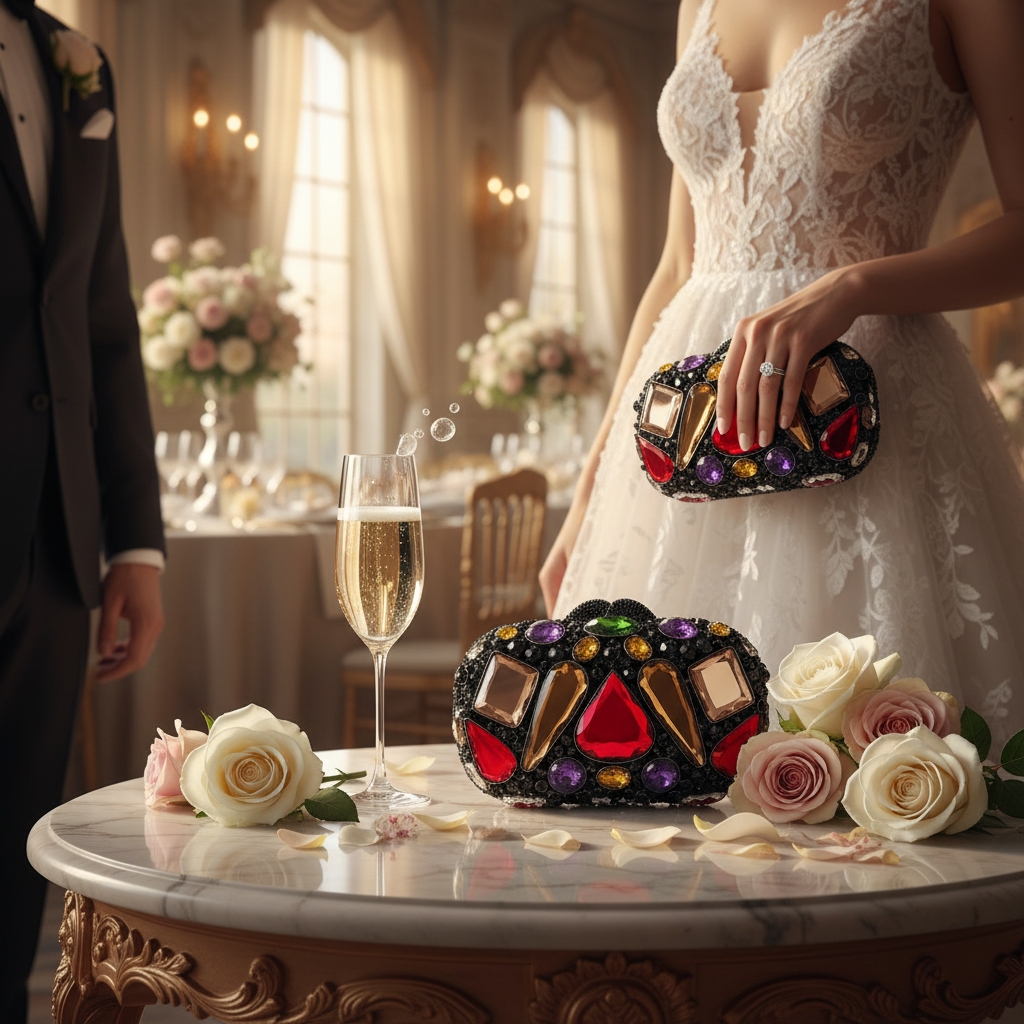 Diamond Stone Bridal Wedding Clutch Lifestyle