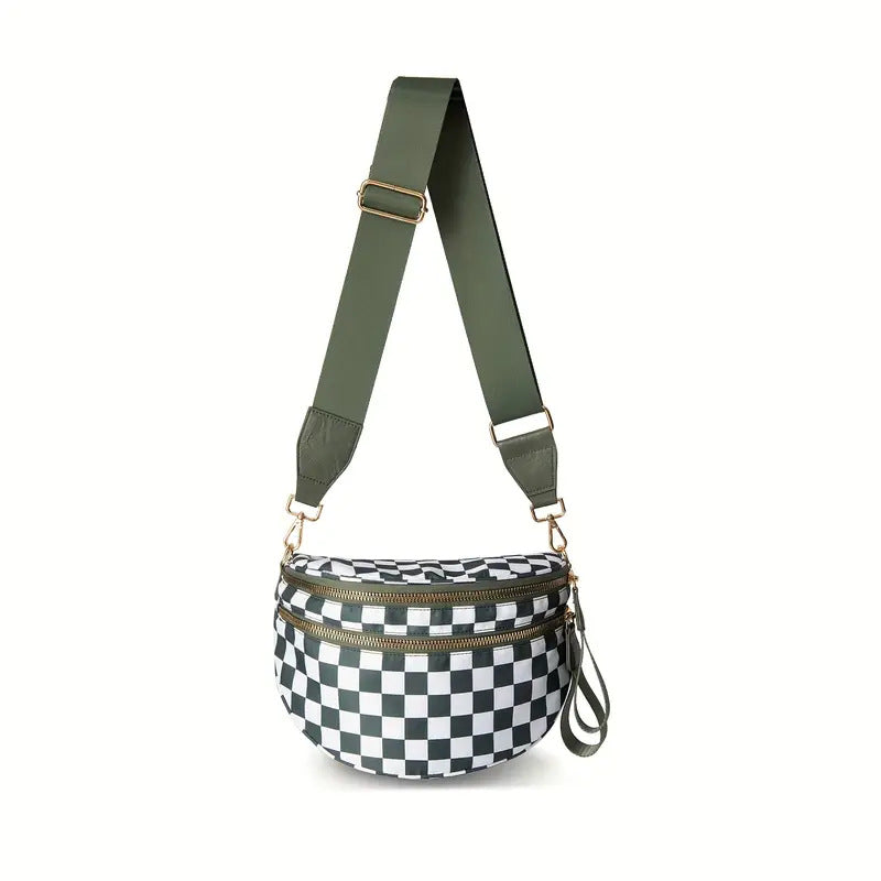 lulu's same style nylon single-shoulder bag for women, large-capacity checkered waist bag and crossbody bag Hypersku