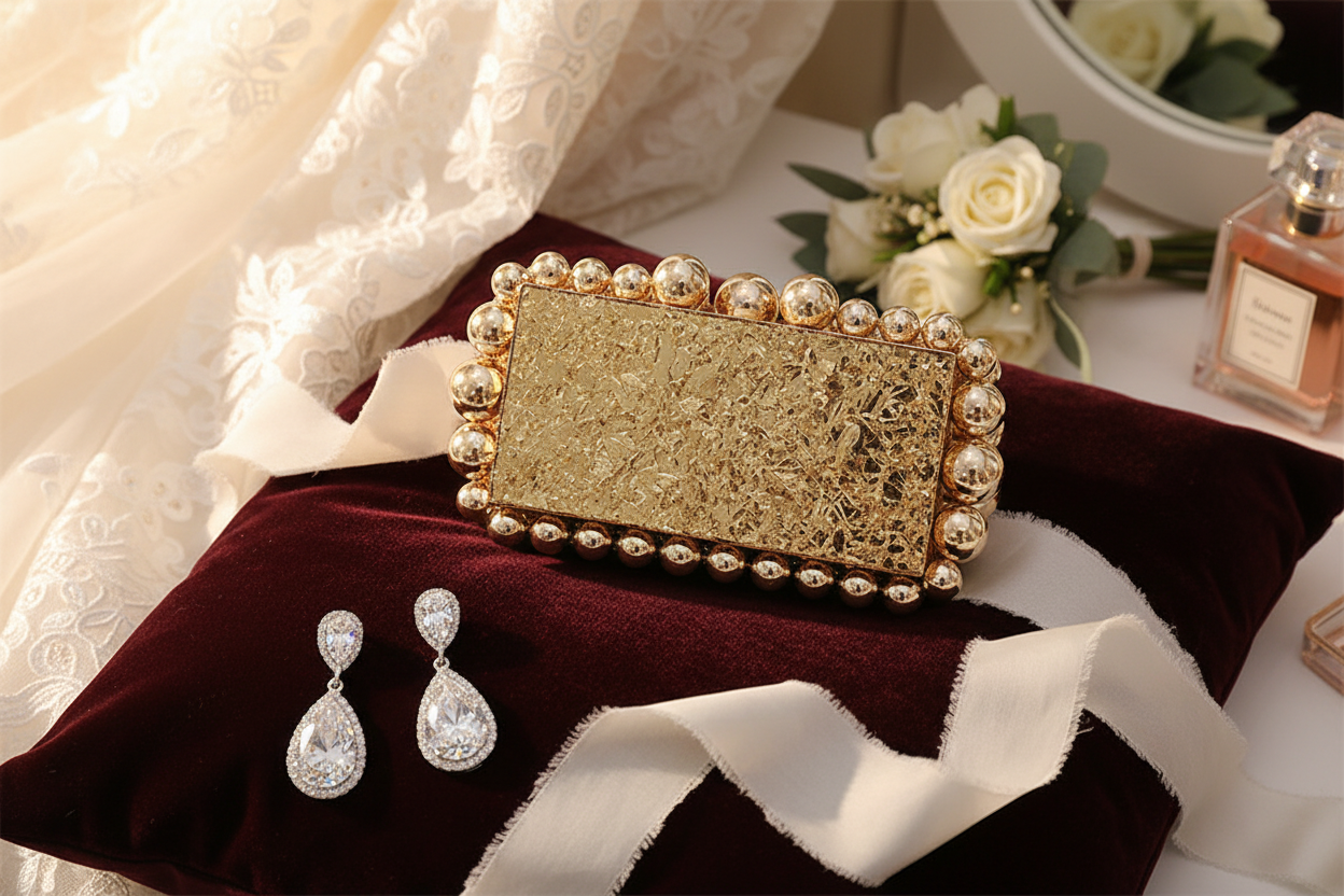 Gold Foil Acrylic Clutch Bridal