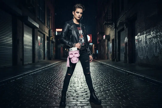 3D Skull Pink Suede Crossbody Bag Rossie Viren