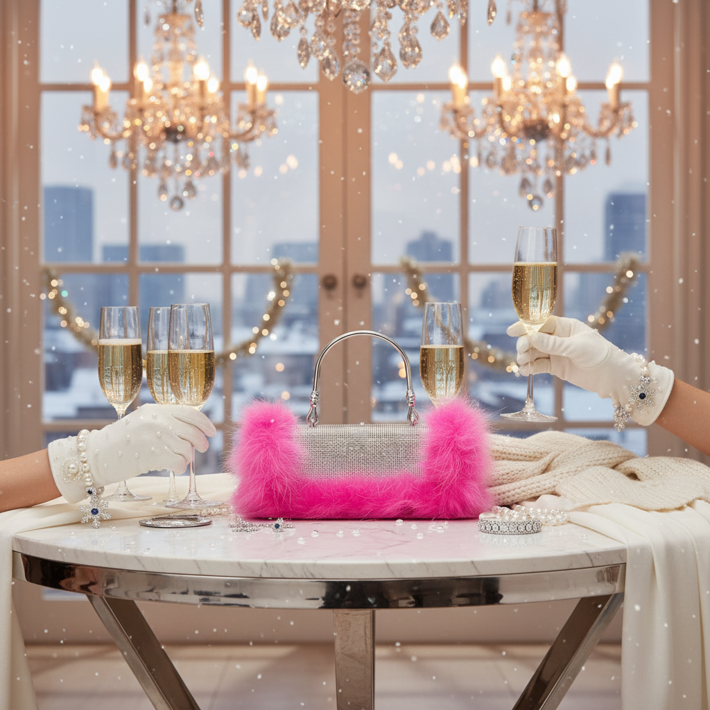 Mink Fur Diamond Dinner Clutch Lifestyle