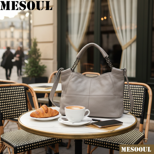 Plaid Leather Crossbody Tote Lifestyle