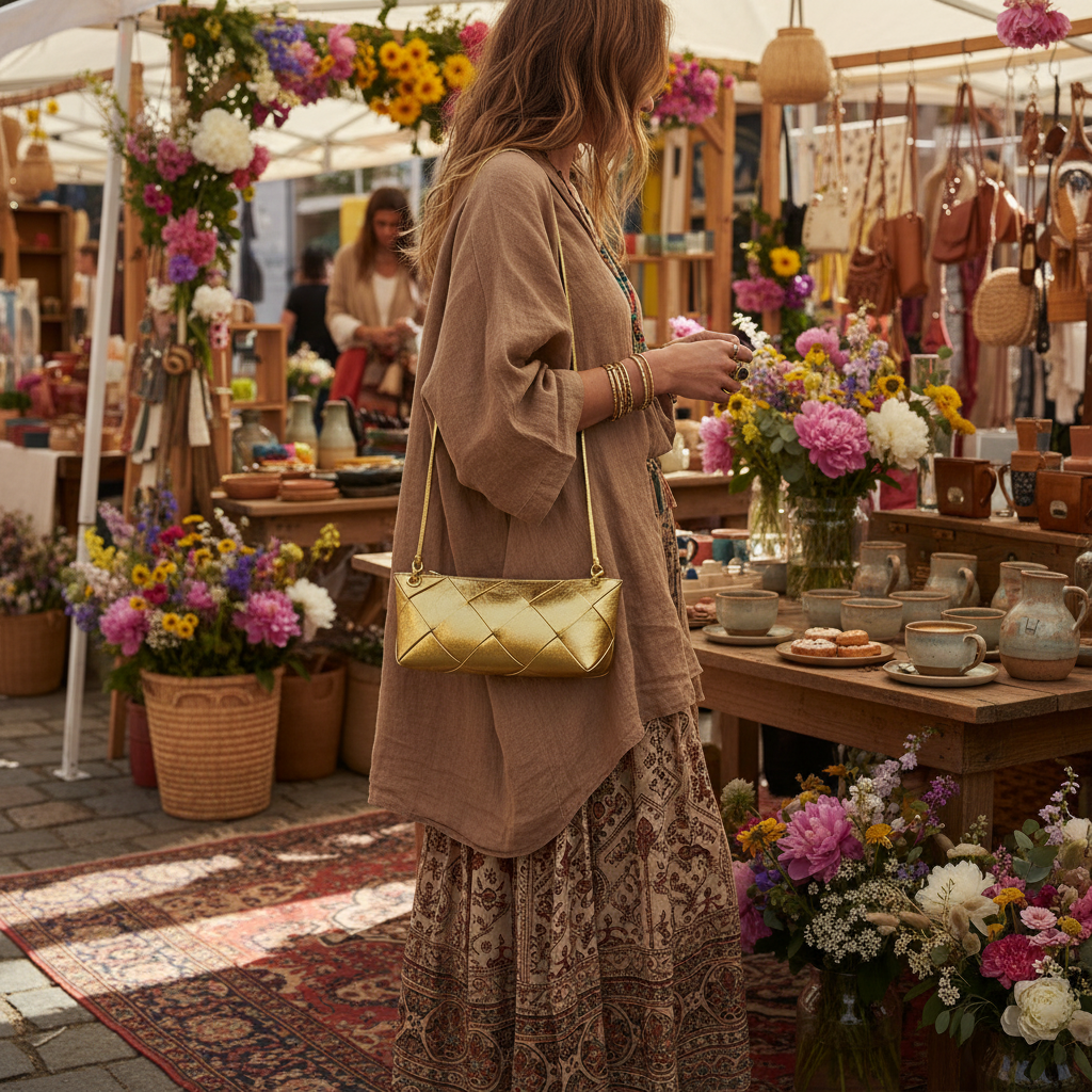 Woven Leather Crossbody Shoulder Bag Lifestyle