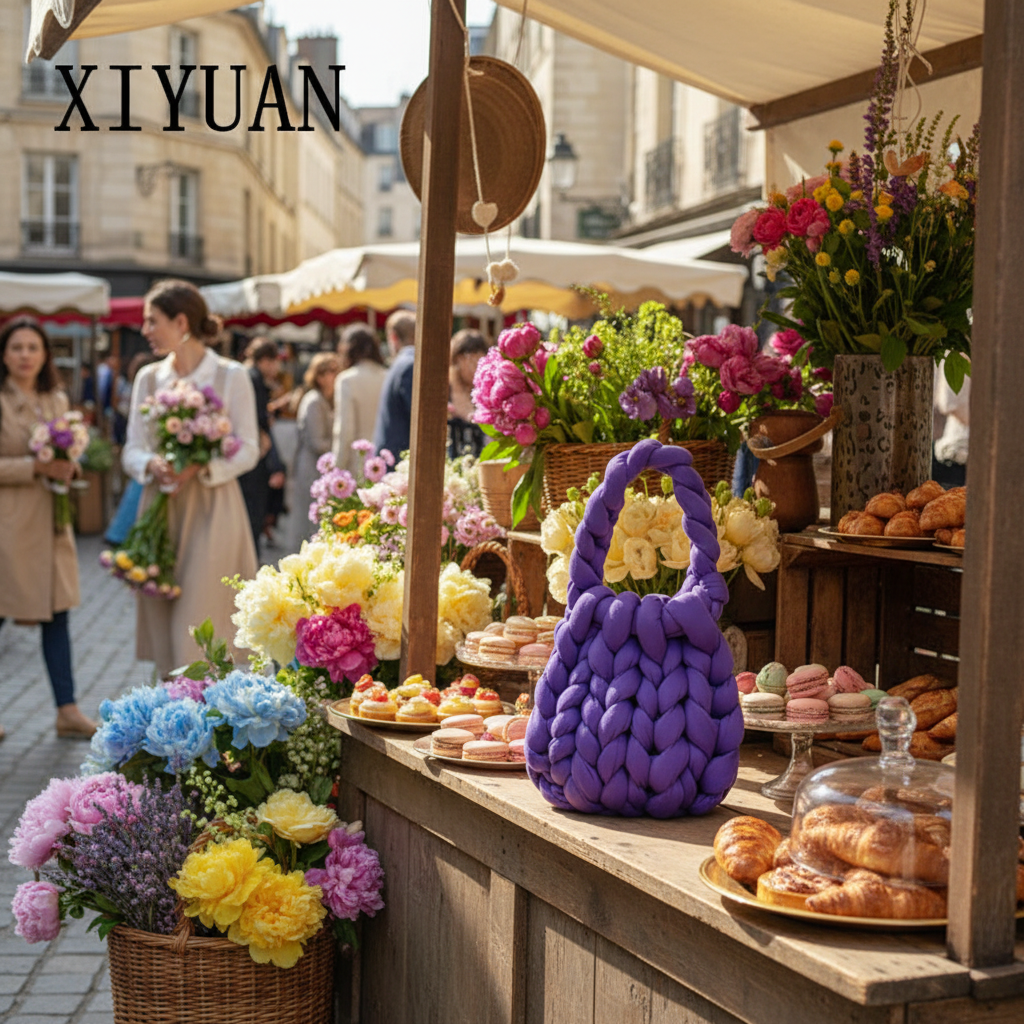XIYUAN Vintage Macaron Woven Tote Lifestyle